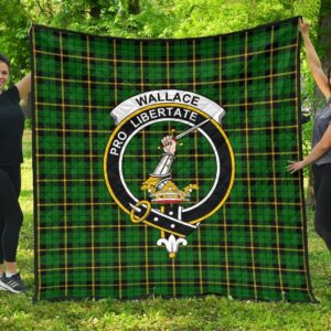 Wallace Hunting  Green Tartan Clan Badge Premium Quilt Th8 Home Decor  Quilt